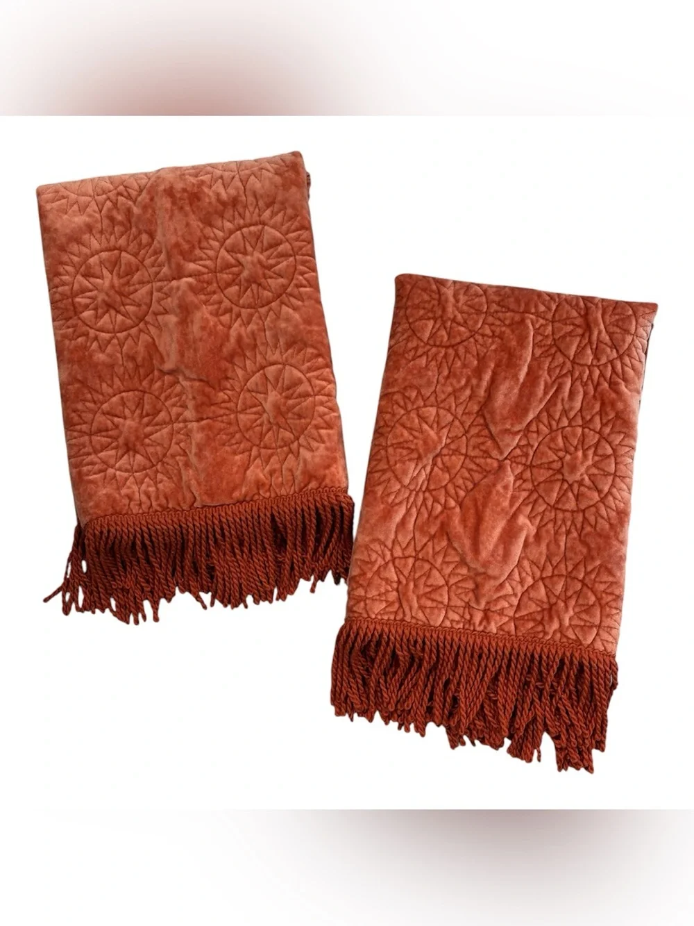 (2) Sun Stitched Vintage Velvet Quilt Sham Coral - Opalhouse EUC